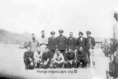 Lt Ashby with officers & ratings at Guiyang during the escape.  
	        Run the curser over to identify individuals.       
      Photo from the Hide collection ©