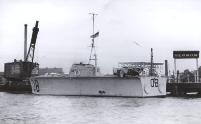 MTB 08 alongside HMS Vernon